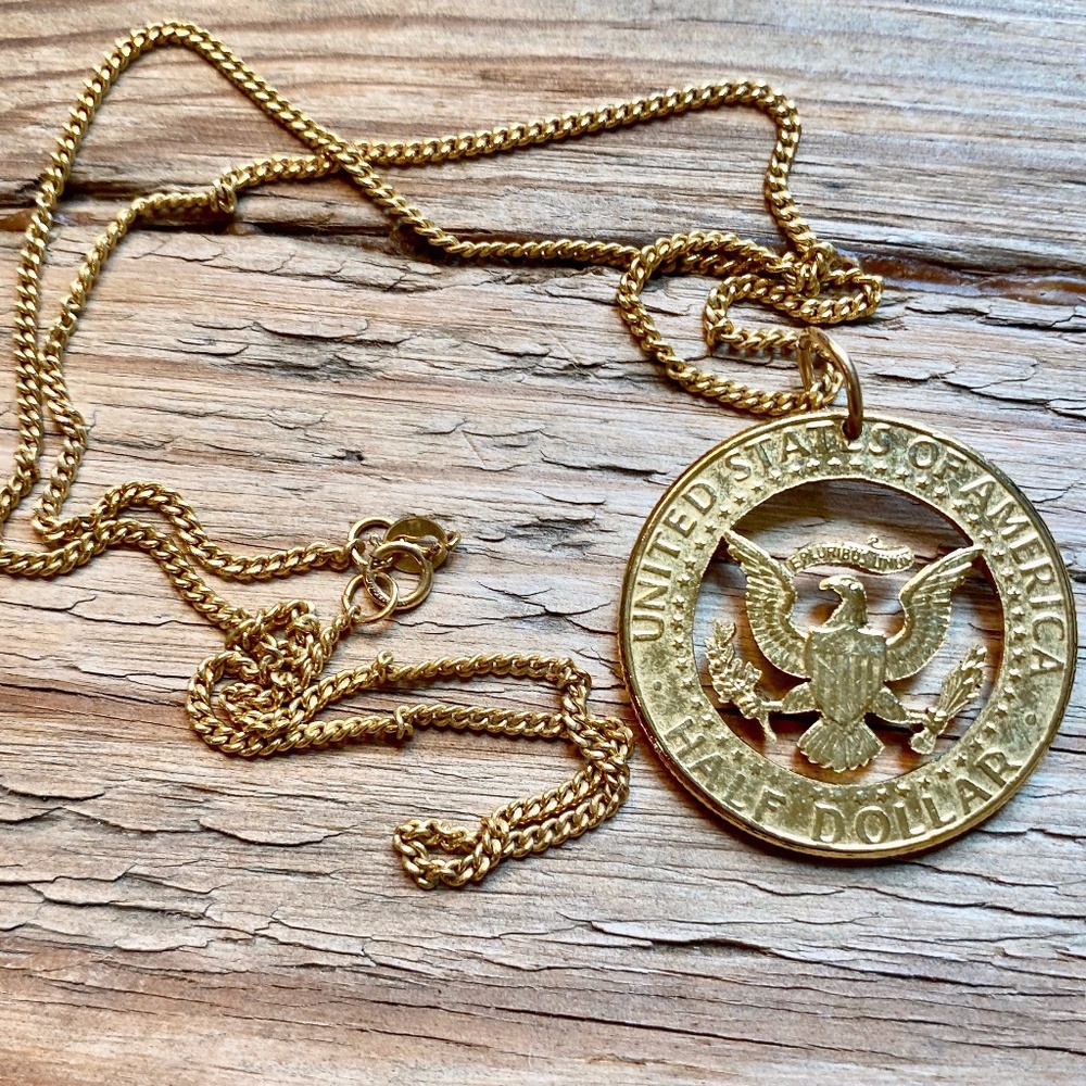 14k Gold Plated  U.S. Half Dollar Coin Necklace